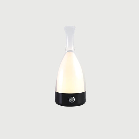 Bottle-Shaped Rechargeable LED Table Lamp with Transparent Glass-Style Shade and Colorful Base