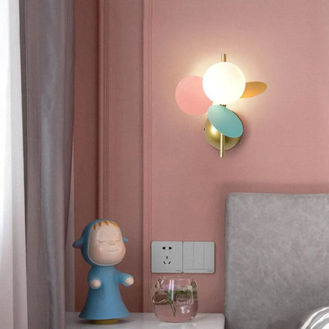 Floral Brushed Metal Wall Sconce for Bedrooms and Children's Rooms