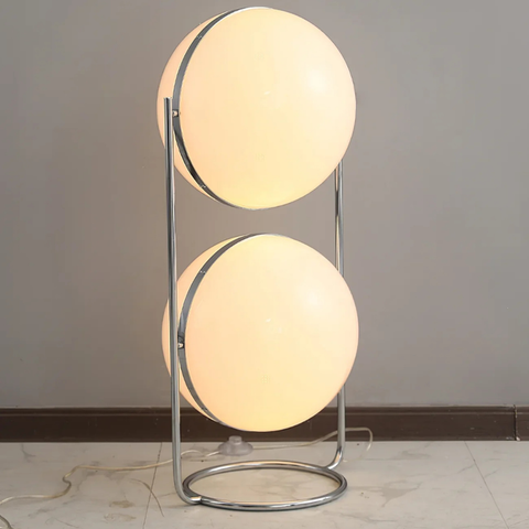 Floor Lamp with Globe Shade and Open Metal Frame