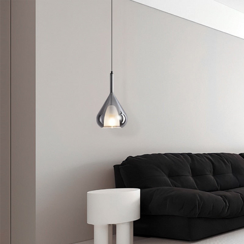 Pendant Light with Teardrop Glass and Reflective Smoke Finish
