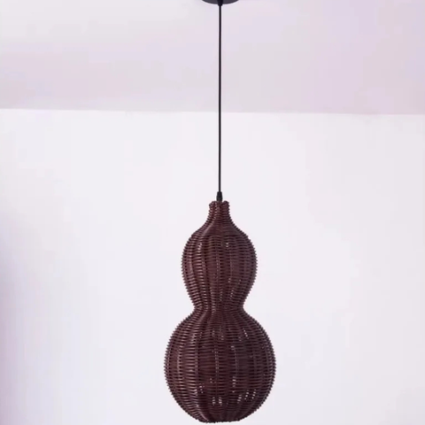 Outdoor Pendant Light with Woven Synthetic Vine Shade