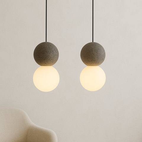 Textured Cement and Glass Pendant Light for Kitchen Island Lighting