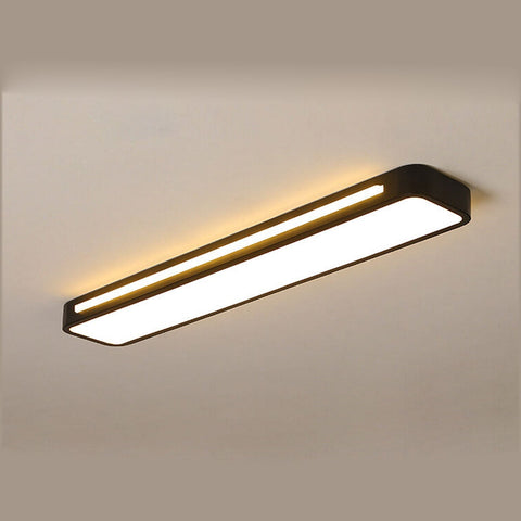 Long LED Flush Mount Ceiling Light with Rounded Frame for Interiors