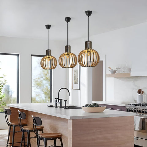 Scandinavian Wood Pendant Light for Kitchen Islands and Dining Rooms
