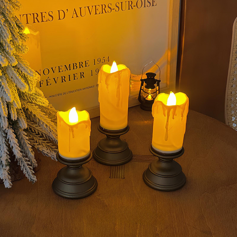 Realistic Flameless LED Candle Set with Flickering Flame Effect for Home Decor