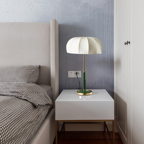 Table Lamp with Fabric Shade and Metal Base