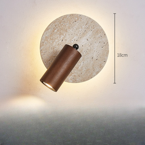 Wall Light with Rotatable Travertine Disc