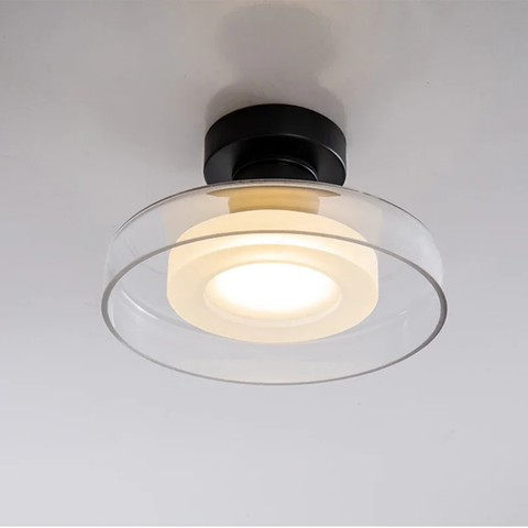 Ceiling Light with Rounded Glass Ring and Warm LED Lighting