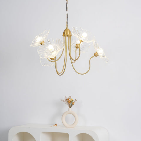 Glass Floral Chandelier with Sculpted Shades