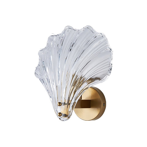Wall Light with Brass and Glass Seashell Shade