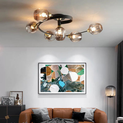 Glass Globe LED Flush Mount Ceiling Light for Dining Room Lighting