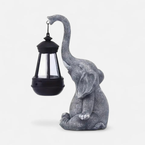 Solar Elephant Lantern – Charming Resin Outdoor Light