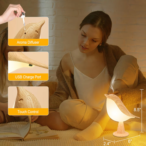 Rechargeable Bird-Shaped LED Table Lamp with Adjustable Brightness for Bedroom