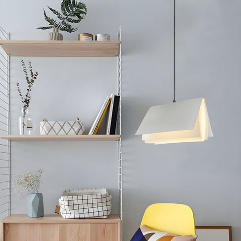 Pendant Light with Folded Book-Shaped Shade