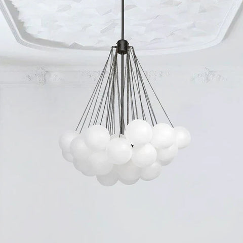 Frosted Glass Bubble Chandelier with Metal Frame