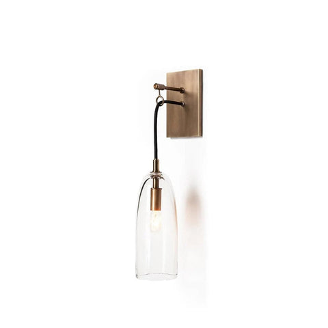 Wall Light with Copper Finish and Suspended Glass Shade