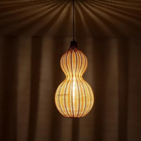 Outdoor Pendant Light with Woven Synthetic Vine Shade