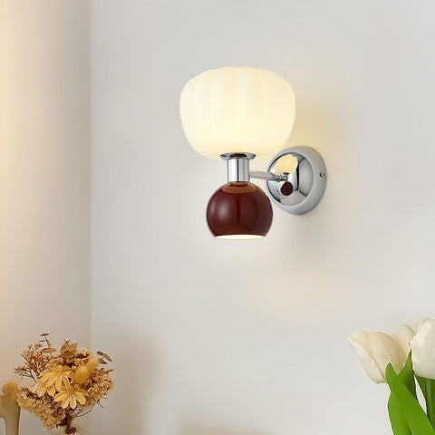 Wall Light with Glass Globe and Rounded Two-Tone Accent
