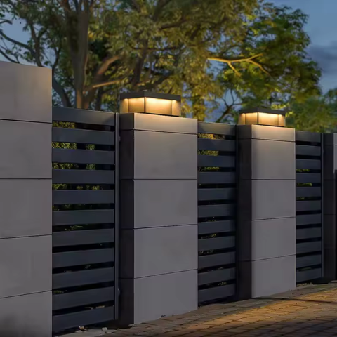 Outdoor Post Light with Square Glass Enclosure and LED Lighting