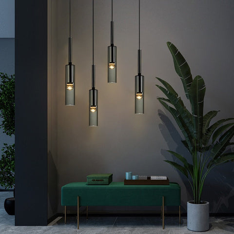 Smoked Glass Bottle Pendant Light for Kitchen Islands and Bedside Use