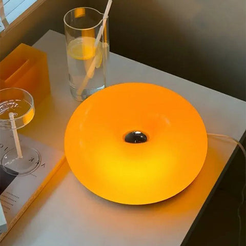 Glass Donut Table Lamp with Integrated LED Light