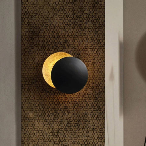 Moon Eclipse Resin Wall Lamp with Warm LED Glow and Modern Round Design
