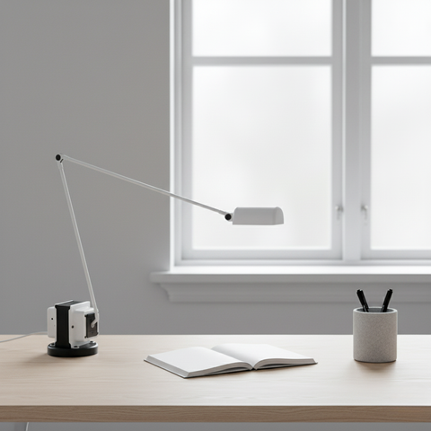 Desk Lamp with Articulated Metal Arm and Adjustable LED Light
