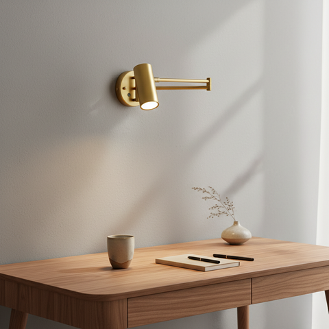 Wall Sconce with Adjustable Arm and Cylindrical Metal Shade