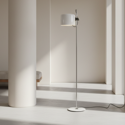 Floor Lamp with Adjustable Rounded Shade and Foot Switch Control