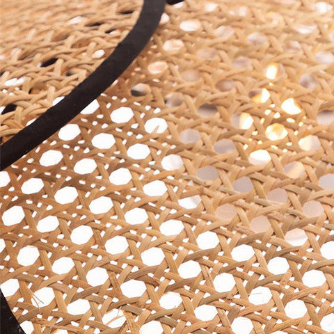 Retro Rattan Cane Chandelier for Dining Rooms and Open Living Spaces