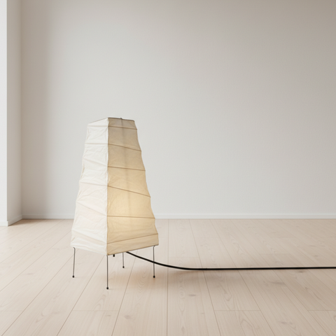 Table Lamp with Tapered Paper Lantern Shade and Metal Legs