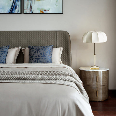 Table Lamp with Fabric Shade and Metal Base