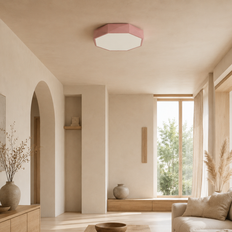 Faceted Geometric LED Flush-Mount Ceiling Light with Dimmable Option