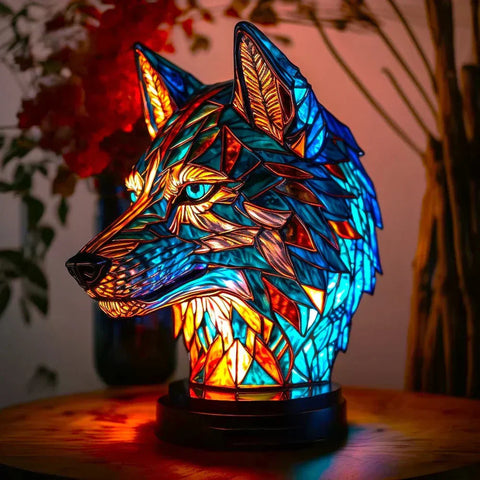 Stained Glass Mosaic Animal Accent Lamp with Sculptural Design