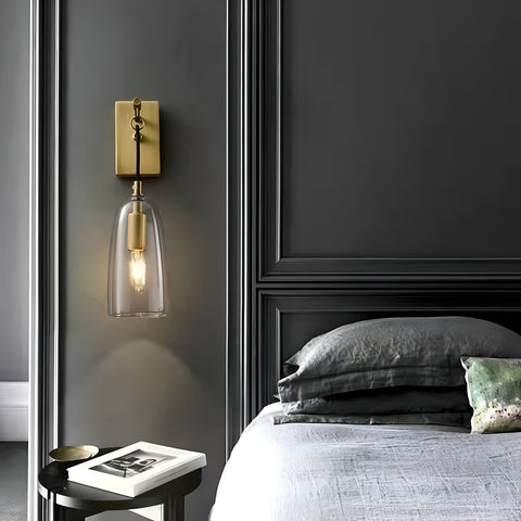 Wall Light with Copper Finish and Suspended Glass Shade