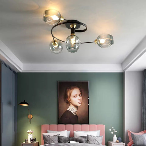 Glass Globe LED Flush Mount Ceiling Light for Dining Room Lighting