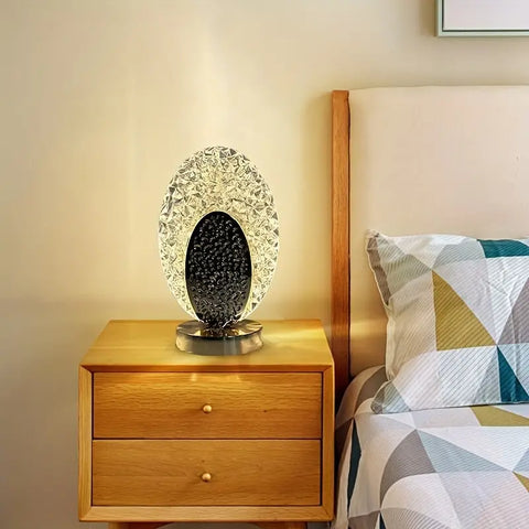 Peacock-Inspired LED Table Lamp with Decorative Textured Design, USB Rechargeable Battery and Adjustable Brightness