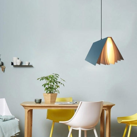 Pendant Light with Folded Book-Shaped Shade