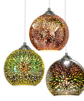 3D Firework Glass Pendant Light with Textured Globe Shade — product view
