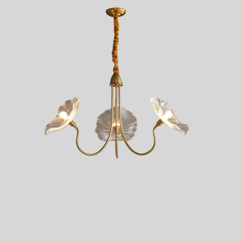 Glass Floral Chandelier with Sculpted Shades