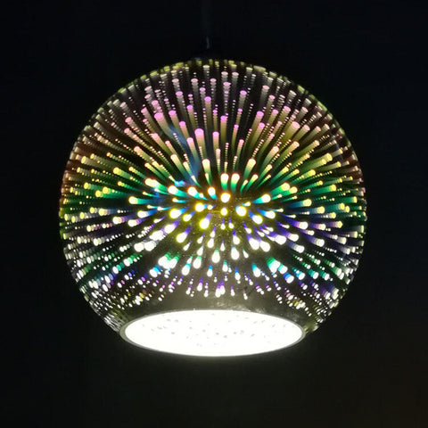 3D Firework Glass Pendant Light with Textured Globe Shade — product view