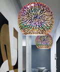 3D Firework Glass Pendant Light with Textured Globe Shade — product view