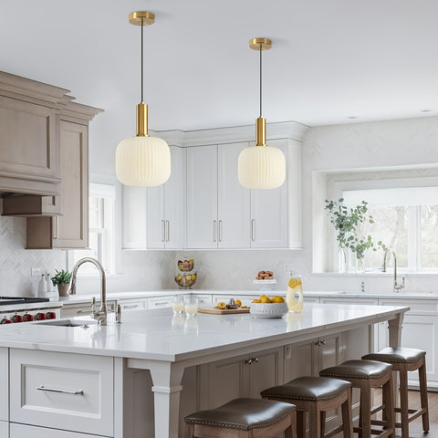 Modern Ribbed Glass Pendant Light