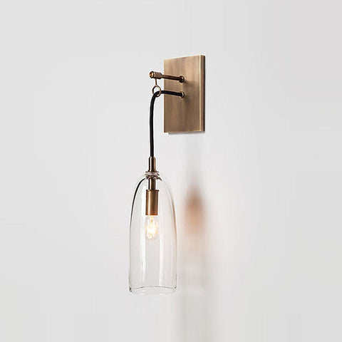 Wall Light with Copper Finish and Suspended Glass Shade