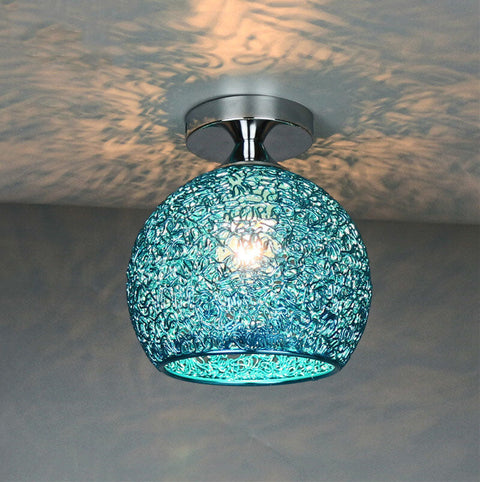 Textured Metal Semi-Flush Ceiling Light with Rounded Shade