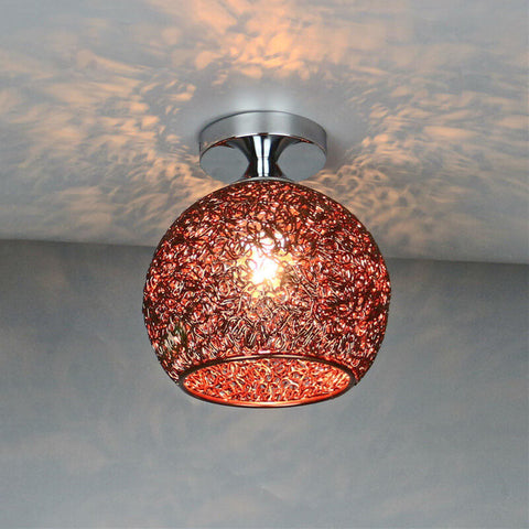 Textured Metal Semi-Flush Ceiling Light with Rounded Shade