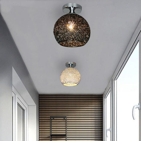 Textured Metal Semi-Flush Ceiling Light with Rounded Shade