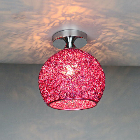 Textured Metal Semi-Flush Ceiling Light with Rounded Shade