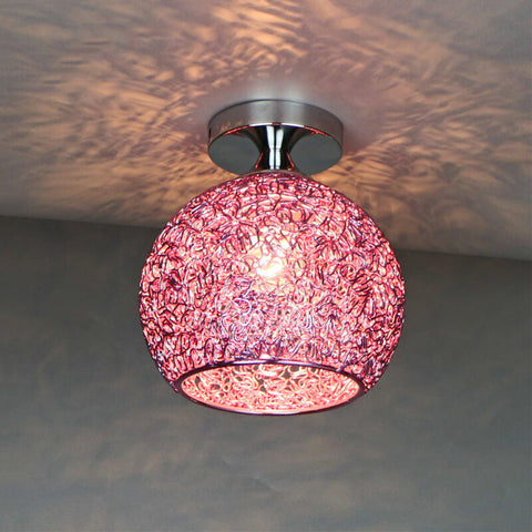 Textured Metal Semi-Flush Ceiling Light with Rounded Shade
