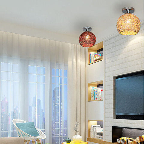 Textured Metal Semi-Flush Ceiling Light with Rounded Shade